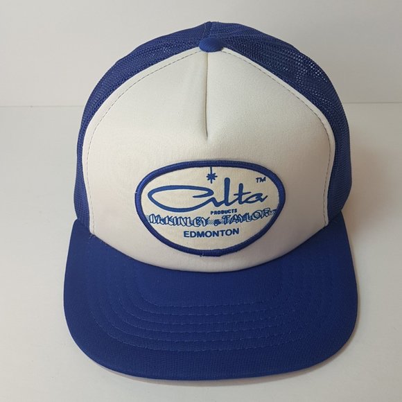 Vintage 80s MckINLEY & Taylor Hat Snapback Trucker Hat Classic Cap Blue Edmonton - Picture 12 of 15